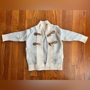 Hope & Henry Cream and Gray Toggle Cardigan